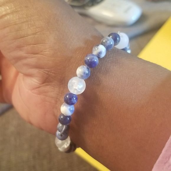 Mens Sodalite 6mm, 8" Bracelet Custom made new Mental Performance Energy Enhance - Picture 5 of 9